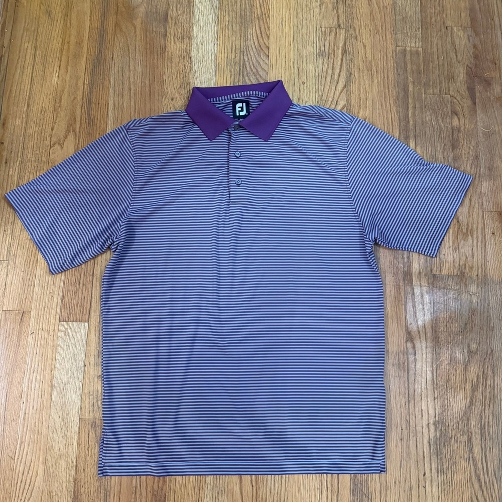 FootJoy FJ Iverness Club ProDry Golf Polo Shirt Purple Striped M Athleisure - Picture 3 of 11